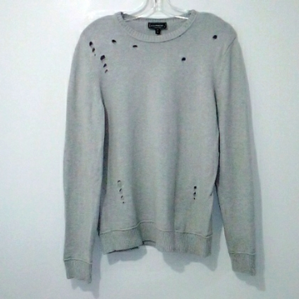 Express grey distressed sweater